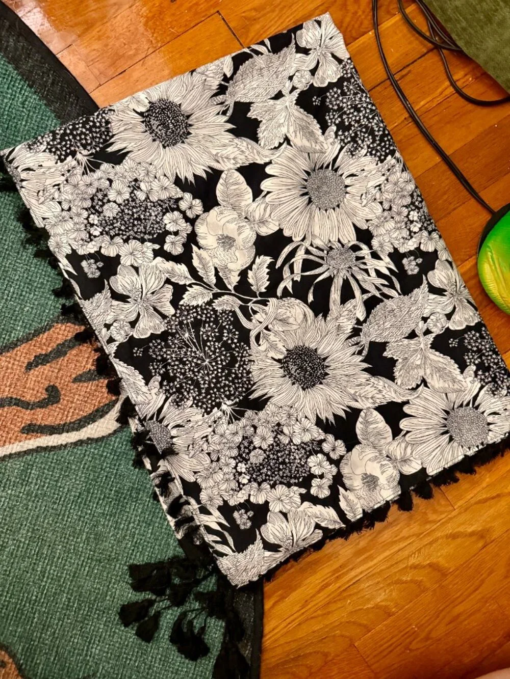 Liberty of London for Target Floral Scarf Black White Tassel